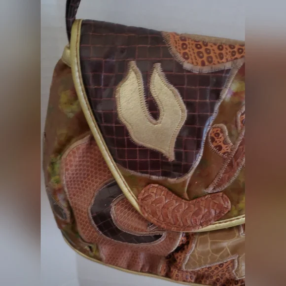 Alentino NAS Bag**Imitation Frog Skin**Unique  Patchwork**Vintage 1980's**6A - Picture 5 of 8